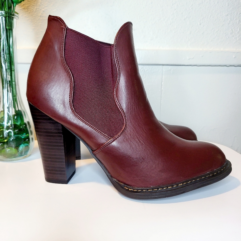 Leather block heel ankle boots women shoes fashion accessories girl comfort